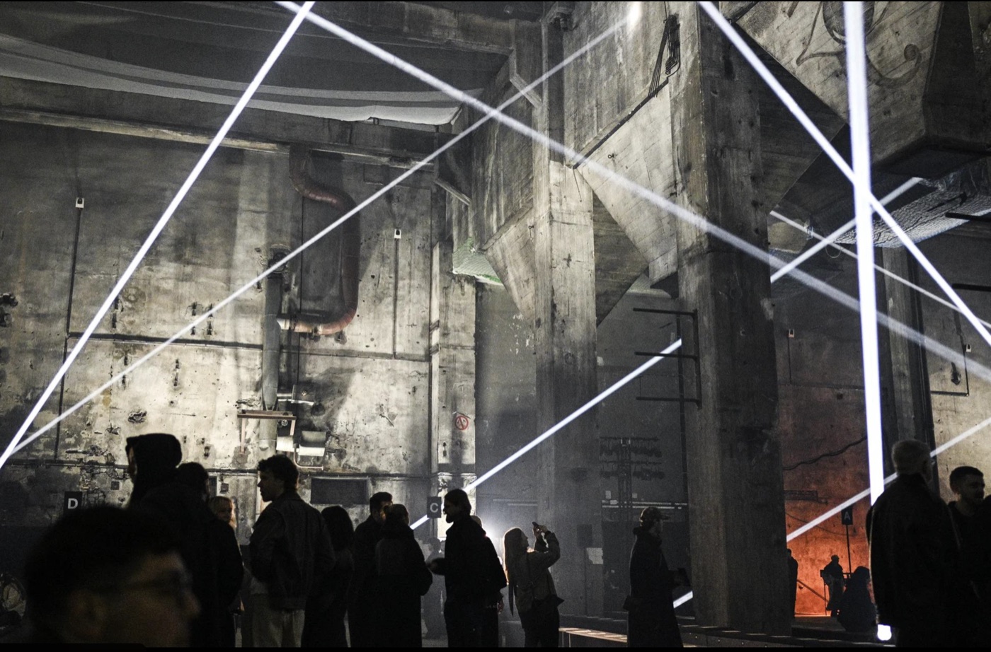 Live — beam show over concrete hall